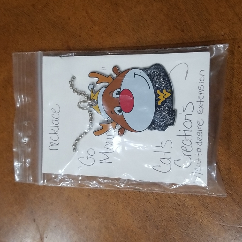 WVU Mountaineers Christmas necklace